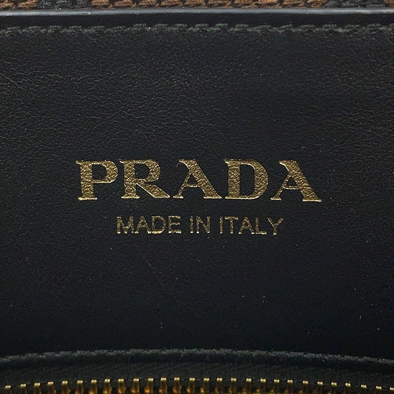 プラダ トートバッグ エンブロイダリー ロゴ キャンバス レザー 2VG106 PRADA 黒