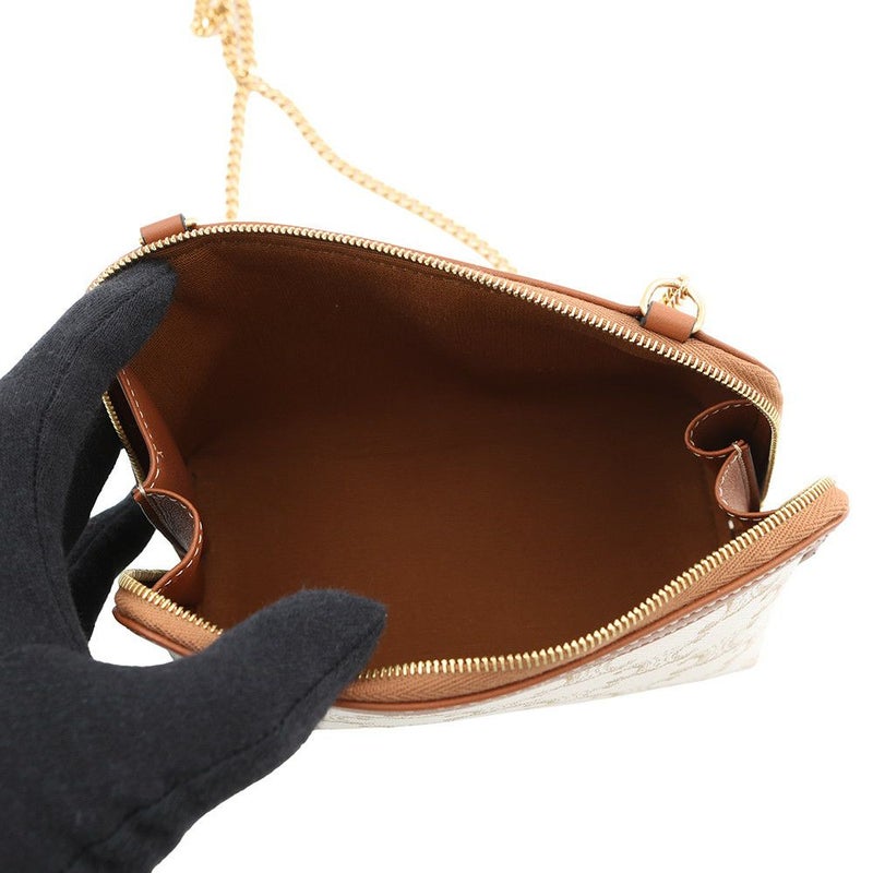 セリーヌ チェーンショルダーバッグ トリオンフ チェーンクラッチ 10E382CBX.01TA CELINE 白 ブラウン