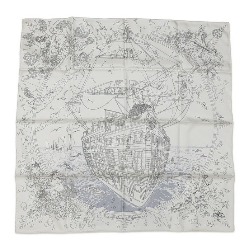 エルメス スカーフ カレ90 エルメス・フラッグシップ Hermes Flagship HERMES シルクスカーフ 2024年春夏 白