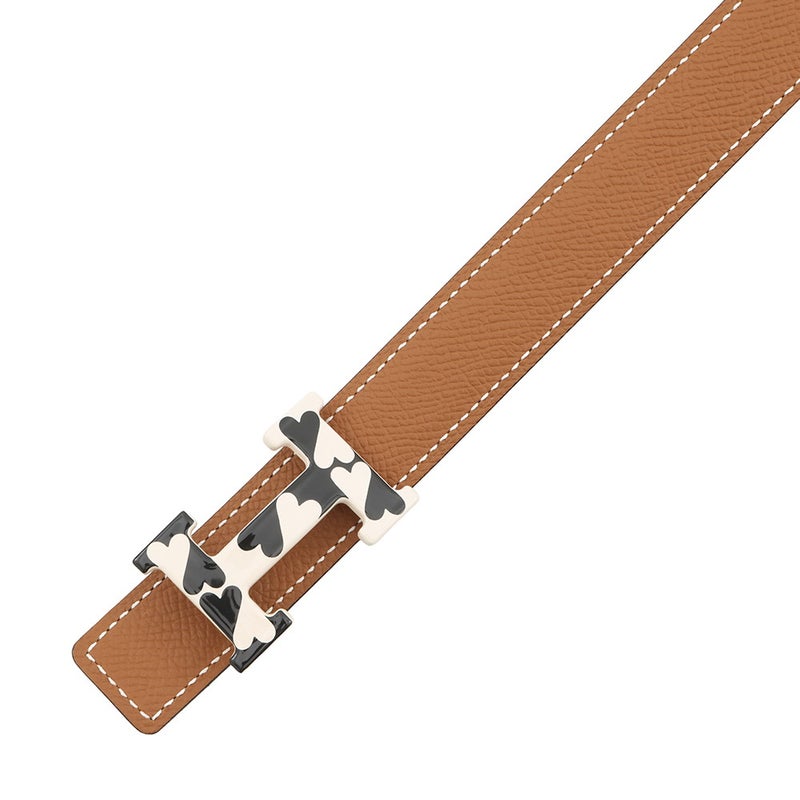 エルメス ベルト Hエマイユ・クール ブラック/ゴールド/ホワイト金具 スイフト/エプソン W刻印 サイズ85 黒 リバーシブル