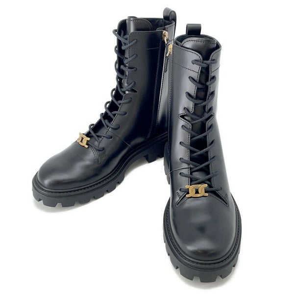 トッズ ブーツ ロゴ コンバット ブーツ レディースサイズ39 XXW08J0EY53RBTB999 TOD'S 靴 黒