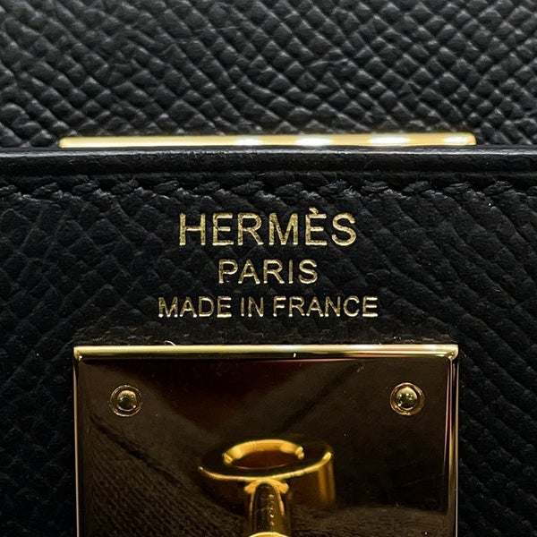 エルメス ハンドバッグ ケリー28 外縫い ブラック/ゴールド金具 エプソン Z刻印 2wayショルダー 黒