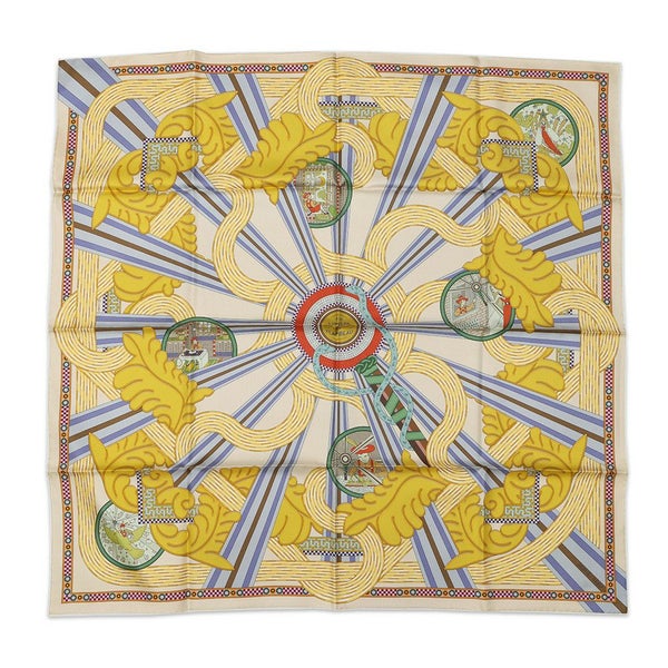 エルメス スカーフ カレ90 ダブルフェイス たいまつの光 A la Lumiere du Flambeau HERMES シルク 2024春夏