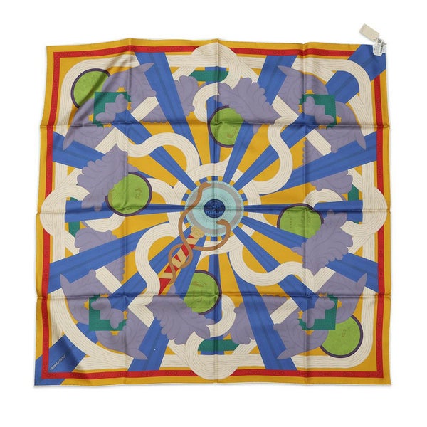 エルメス スカーフ カレ90 ダブルフェイス たいまつの光 A la Lumiere du Flambeau HERMES シルク 2024春夏