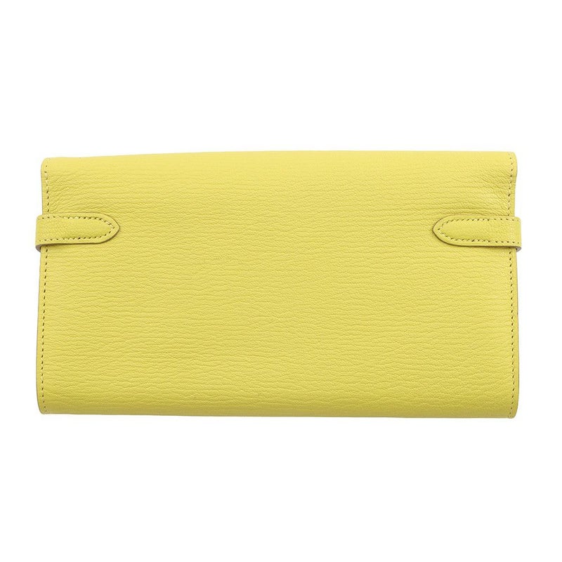 エルメス 長財布 ケリーウォレット ロング ライム/シルバー金具 シェブルミゾル X刻印 HERMES 財布 シェーブル