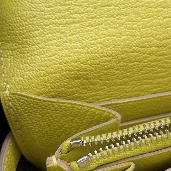 エルメス 長財布 ケリーウォレット ロング ライム/シルバー金具 シェブルミゾル X刻印 HERMES 財布 シェーブル