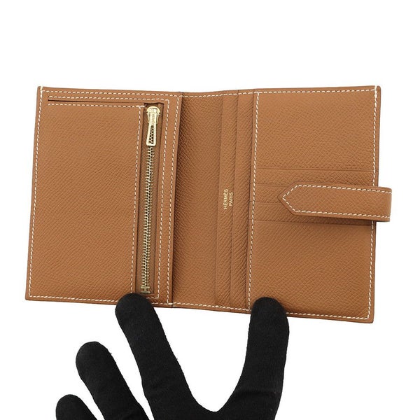 エルメス 二つ折り財布 ベアンコンパクト ゴールド/ゴールド金具 エプソン Y刻印 HERMES 財布