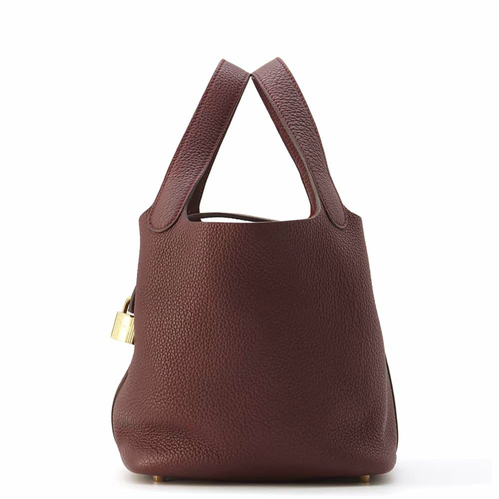 みん　 HERMES ハンドバッグ ボルドー ゴールド金具 エルメス ハンドバッグ ピコタンロックPM ルージュセリエ/ゴールド金具