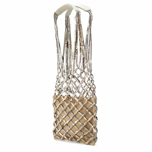 エルメス ハンドバッグ プティアッシュ メッシュ ベージュ/マルチカラー/シルバー金具 トリヨンクレマンス/シルク