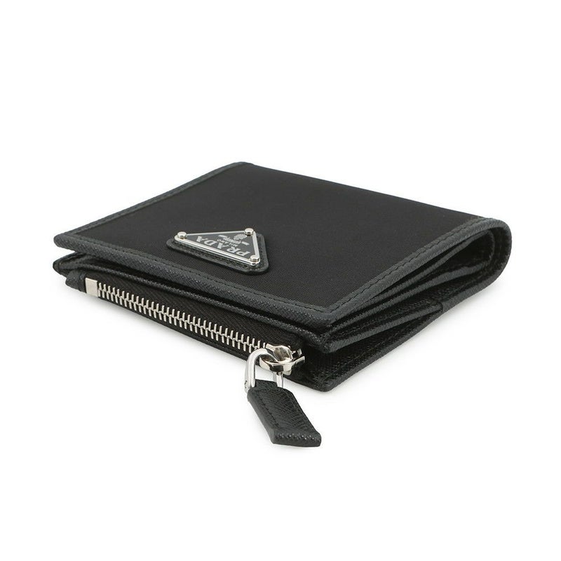 プラダ 二つ折り財布 Re-Nylon トライアングルロゴ コンパクトウォレット ナイロン 2ML049 PRADA 黒