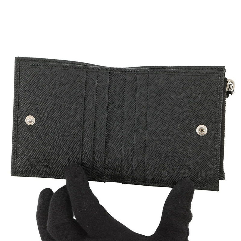 プラダ 二つ折り財布 Re-Nylon トライアングルロゴ コンパクトウォレット ナイロン 2ML049 PRADA 黒