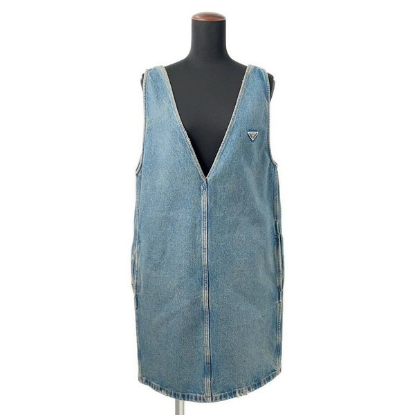 プラダ ワンピース トライアングルロゴ デニムワンピース ダメージ加工 コットン レディースサイズ36 GFA135 PRADA