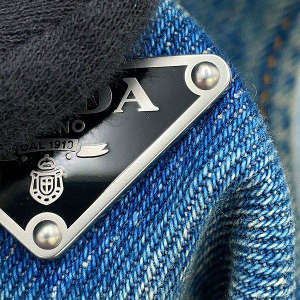 プラダ ワンピース トライアングルロゴ デニムワンピース ダメージ加工 コットン レディースサイズ36 GFA135 PRADA