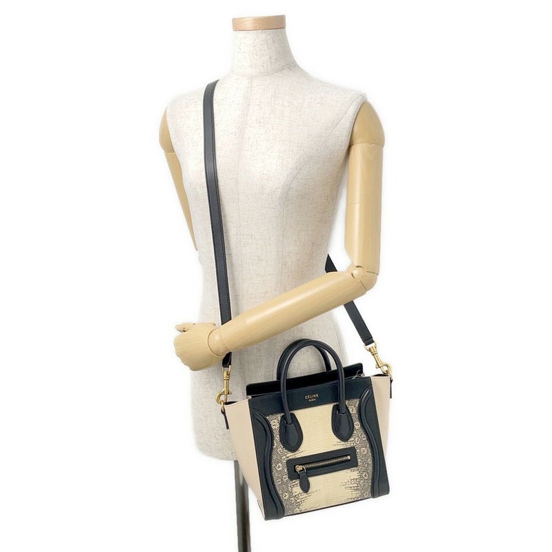 セリーヌ ハンドバッグ ラゲージ ナノショッパー リザード CELINE 2way 黒