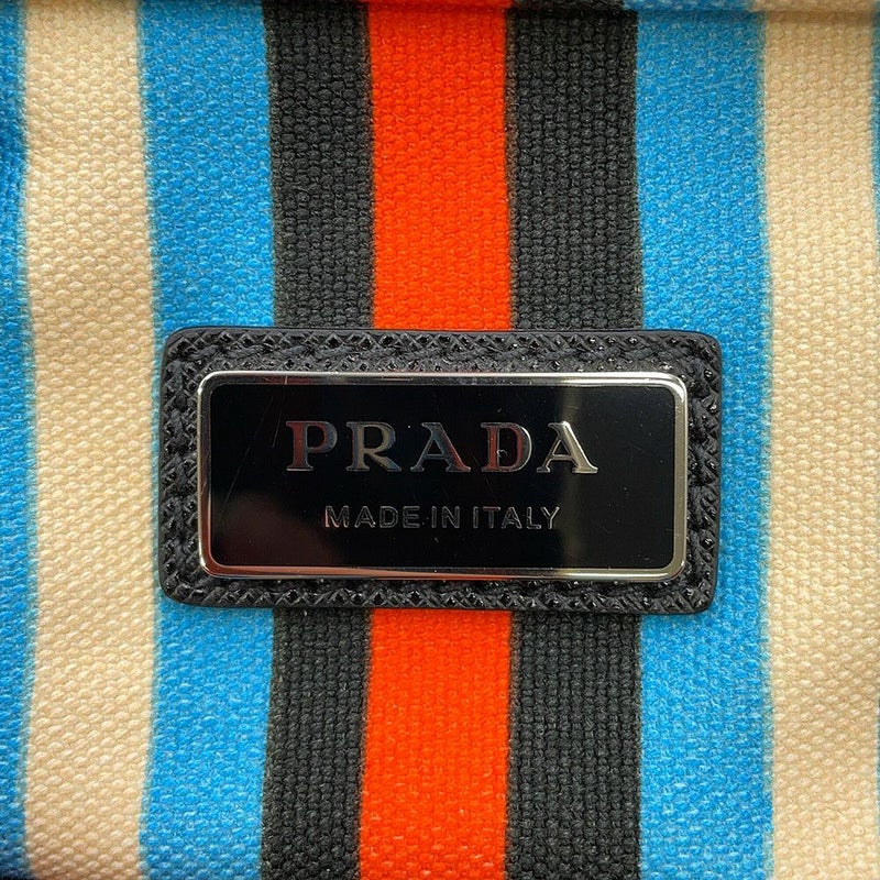 プラダ ショルダーバッグ トライアングルロゴ ストライプ キャンバス 2VH147 PRADA