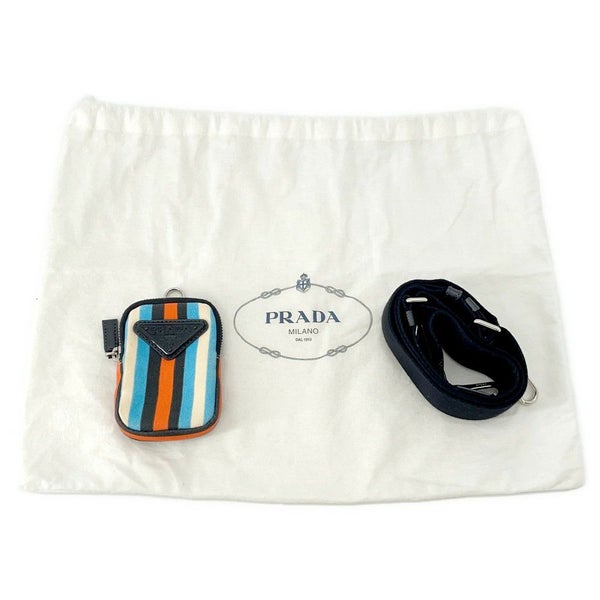プラダ ショルダーバッグ トライアングルロゴ ストライプ キャンバス 2VH147 PRADA