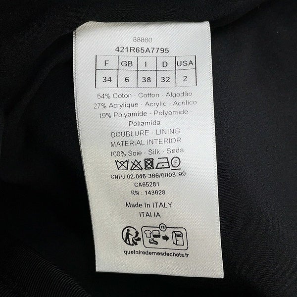 クリスチャン・ディオール ワンピース マクロカナージュ ツイード ショート フレアドレス レディースサイズ34 421R65A7795 黒