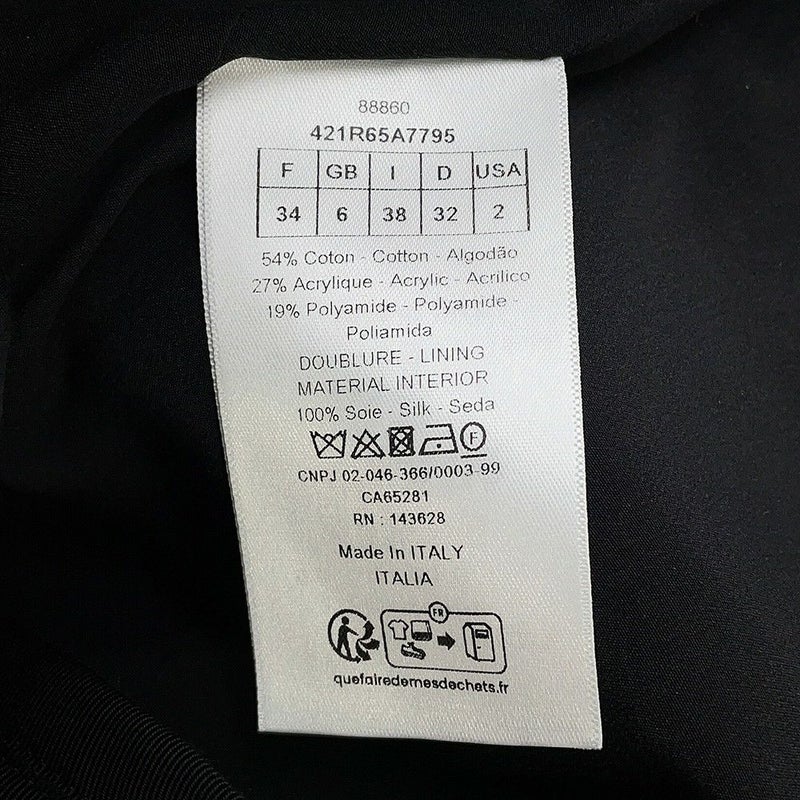 クリスチャン・ディオール ワンピース マクロカナージュ ツイード ショート フレアドレス レディースサイズ34 421R65A7795 黒