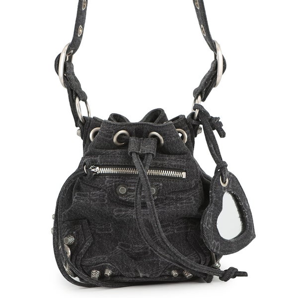 バレンシアガ ショルダーバッグ ル カゴール XS デニム 702431 BALENCIAGA 黒 ミラー付き