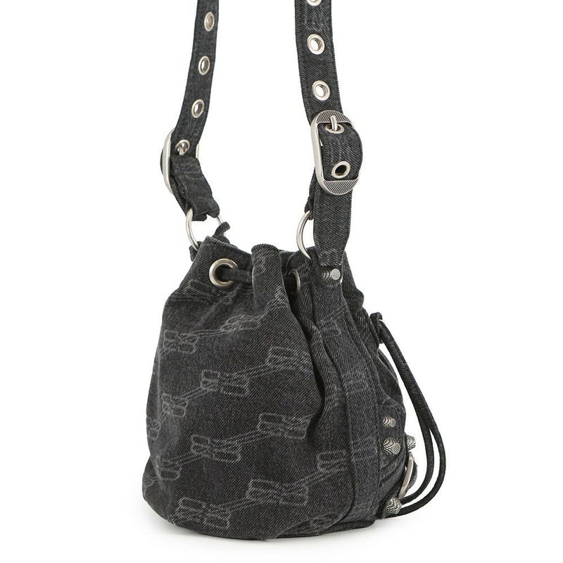 バレンシアガ ショルダーバッグ ル カゴール XS デニム 702431 BALENCIAGA 黒 ミラー付き