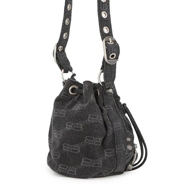 バレンシアガ ショルダーバッグ ル カゴール XS デニム 702431 BALENCIAGA 黒 ミラー付き