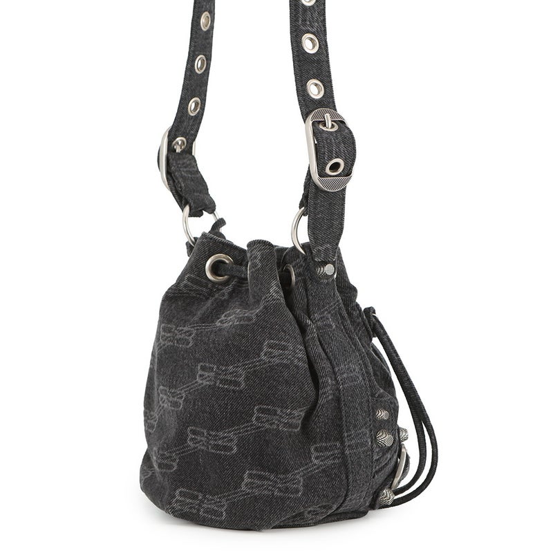 バレンシアガ ショルダーバッグ ル カゴール XS デニム 702431 BALENCIAGA 黒 ミラー付き