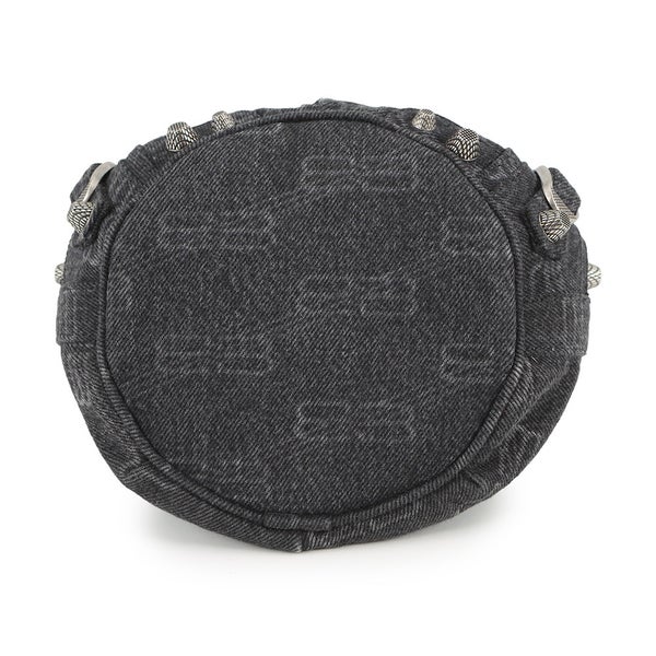 バレンシアガ ショルダーバッグ ル カゴール XS デニム 702431 BALENCIAGA 黒 ミラー付き