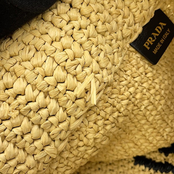 プラダ トートバッグ クロシェ ロゴ ラフィア 1BG392 PRADA