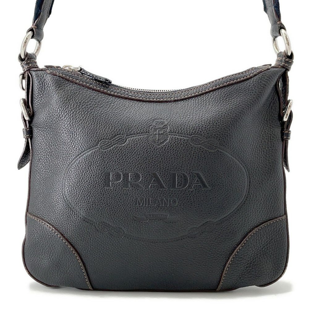 プラダ ショルダーバッグ ロゴ レザー BT0531 PRADA 黒 安心保証