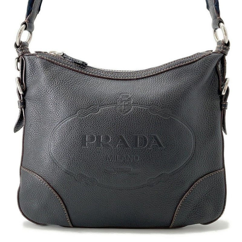 プラダ ショルダーバッグ ロゴ レザー BT0531 PRADA 黒