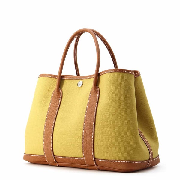 エルメス トートバッグ ガーデンパーティTPM ジンジャー/ゴールド/シルバー金具 トワルミリタリー/ネゴンダ B刻印