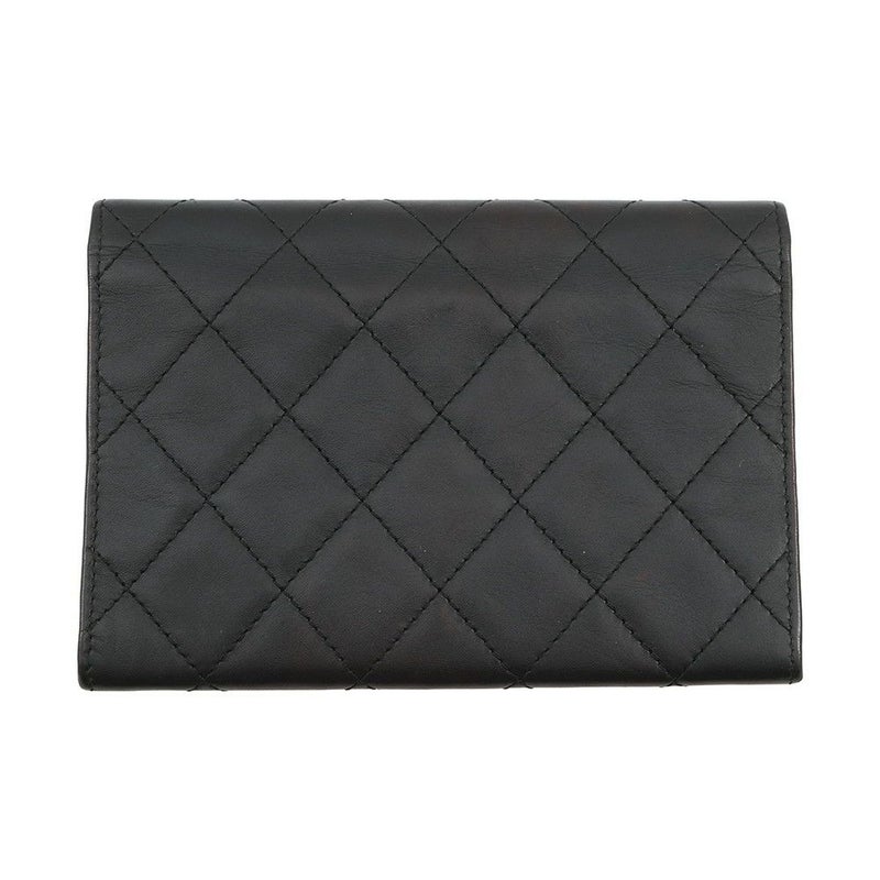 シャネル 二つ折り財布 マトラッセ ココマーク カンボンライン ウォレット ラムスキン CHANEL 財布 黒