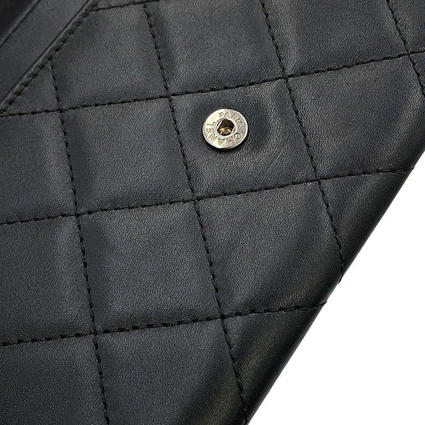 シャネル 二つ折り財布 マトラッセ ココマーク カンボンライン ウォレット ラムスキン CHANEL 財布 黒