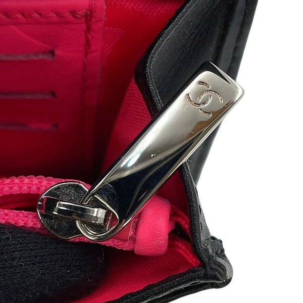 シャネル 二つ折り財布 マトラッセ ココマーク カンボンライン ウォレット ラムスキン CHANEL 財布 黒