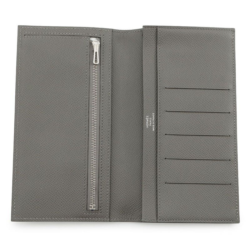 エルメス 二つ折り長財布 シチズンツイル ロング グリメイヤー/シルバー金具 エプソン U刻印 HERMES 財布 メンズ