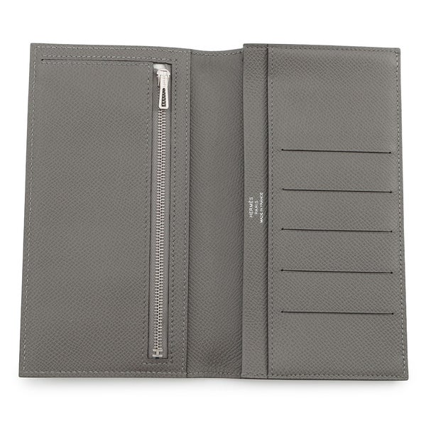 エルメス 二つ折り長財布 シチズンツイル ロング グリメイヤー/シルバー金具 エプソン U刻印 HERMES 財布 メンズ