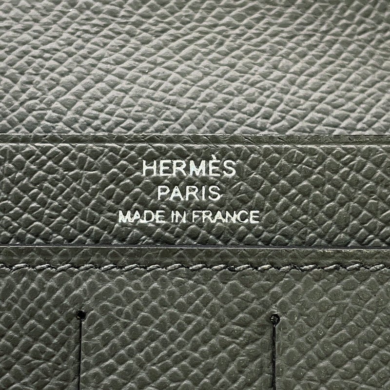 エルメス 二つ折り長財布 シチズンツイル ロング グリメイヤー/シルバー金具 エプソン U刻印 HERMES 財布 メンズ