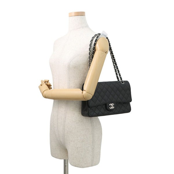 シャネル チェーンショルダーバッグ マトラッセ25 ココマーク ダブルチェーン キャビアスキン A01112 CHANEL 黒