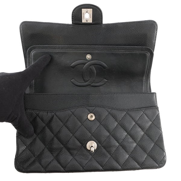 シャネル チェーンショルダーバッグ マトラッセ25 ココマーク ダブルチェーン キャビアスキン A01112 CHANEL 黒