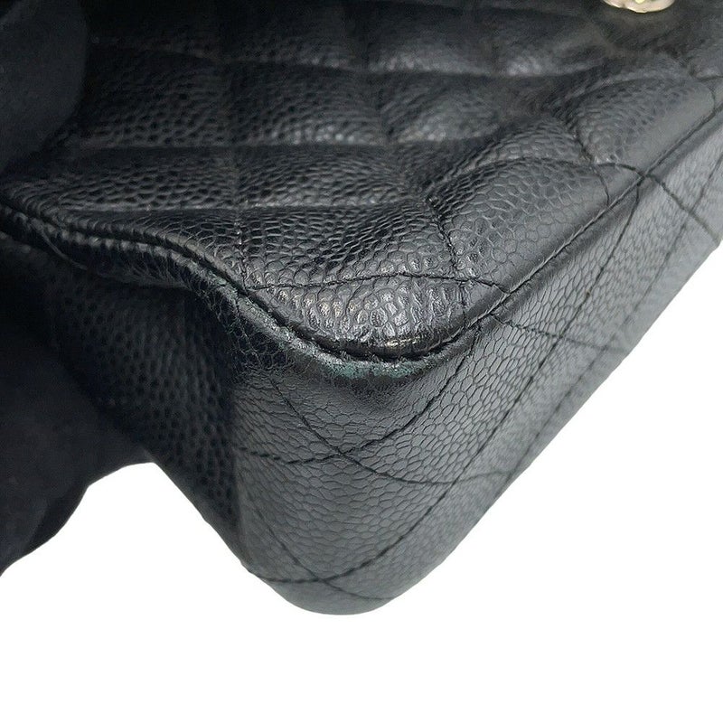 シャネル チェーンショルダーバッグ マトラッセ25 ココマーク ダブルチェーン キャビアスキン A01112 CHANEL 黒