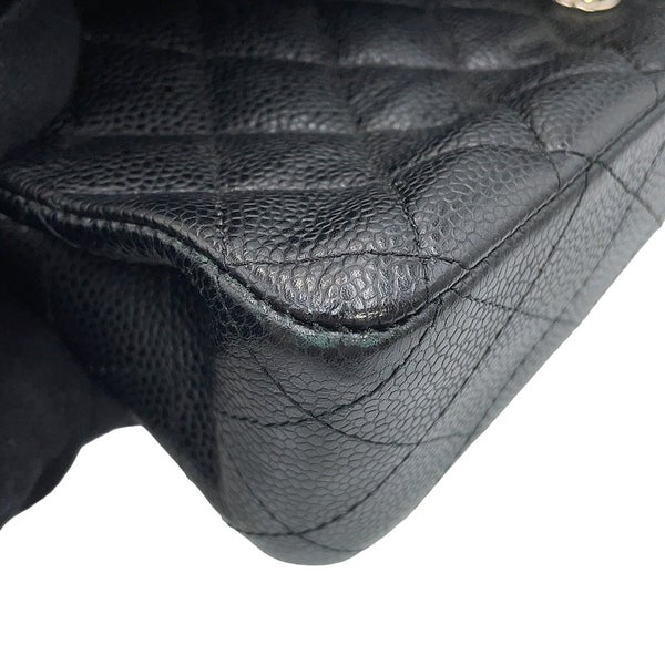 シャネル チェーンショルダーバッグ マトラッセ25 ココマーク ダブルチェーン キャビアスキン A01112 CHANEL 黒