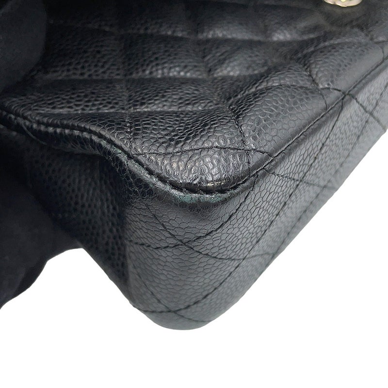 シャネル チェーンショルダーバッグ マトラッセ25 ココマーク ダブルチェーン キャビアスキン A01112 CHANEL 黒