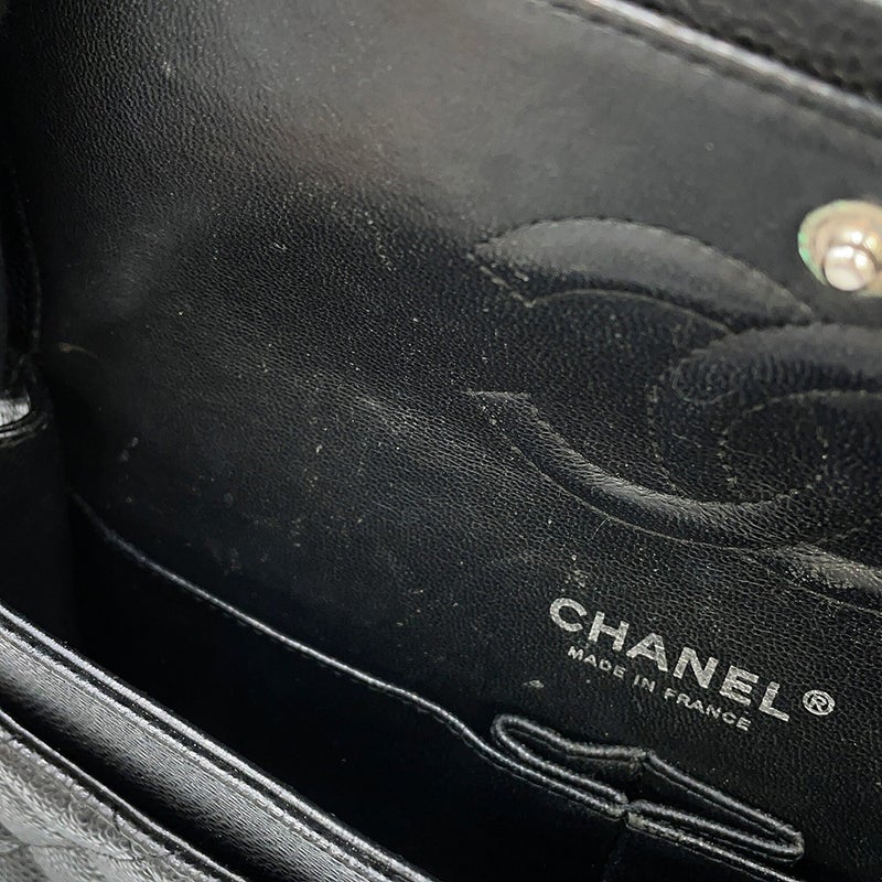 シャネル チェーンショルダーバッグ マトラッセ25 ココマーク ダブルチェーン キャビアスキン A01112 CHANEL 黒