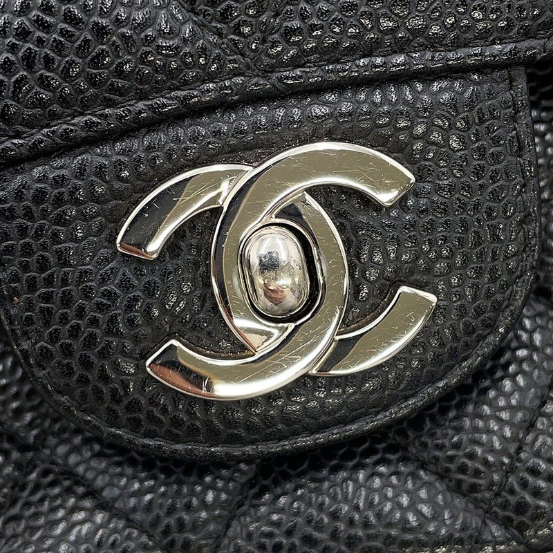 シャネル チェーンショルダーバッグ マトラッセ25 ココマーク ダブルチェーン キャビアスキン A01112 CHANEL 黒