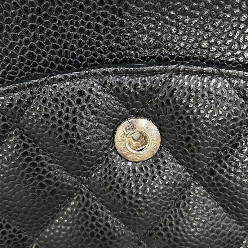 シャネル チェーンショルダーバッグ マトラッセ25 ココマーク ダブルチェーン キャビアスキン A01112 CHANEL 黒