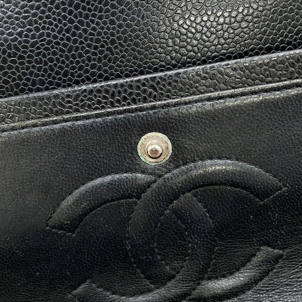 シャネル チェーンショルダーバッグ マトラッセ25 ココマーク ダブルチェーン キャビアスキン A01112 CHANEL 黒