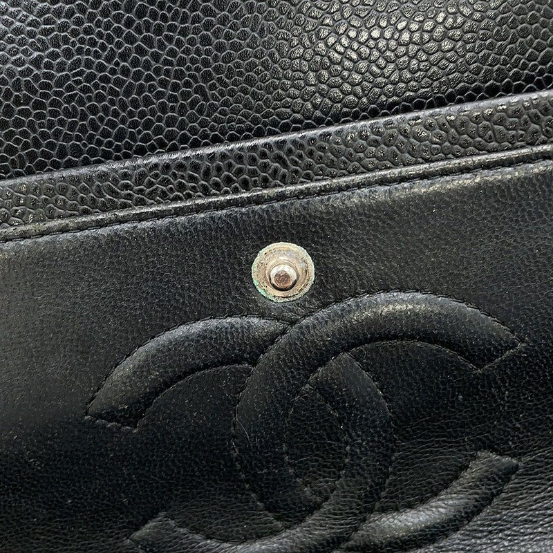 シャネル チェーンショルダーバッグ マトラッセ25 ココマーク ダブルチェーン キャビアスキン A01112 CHANEL 黒