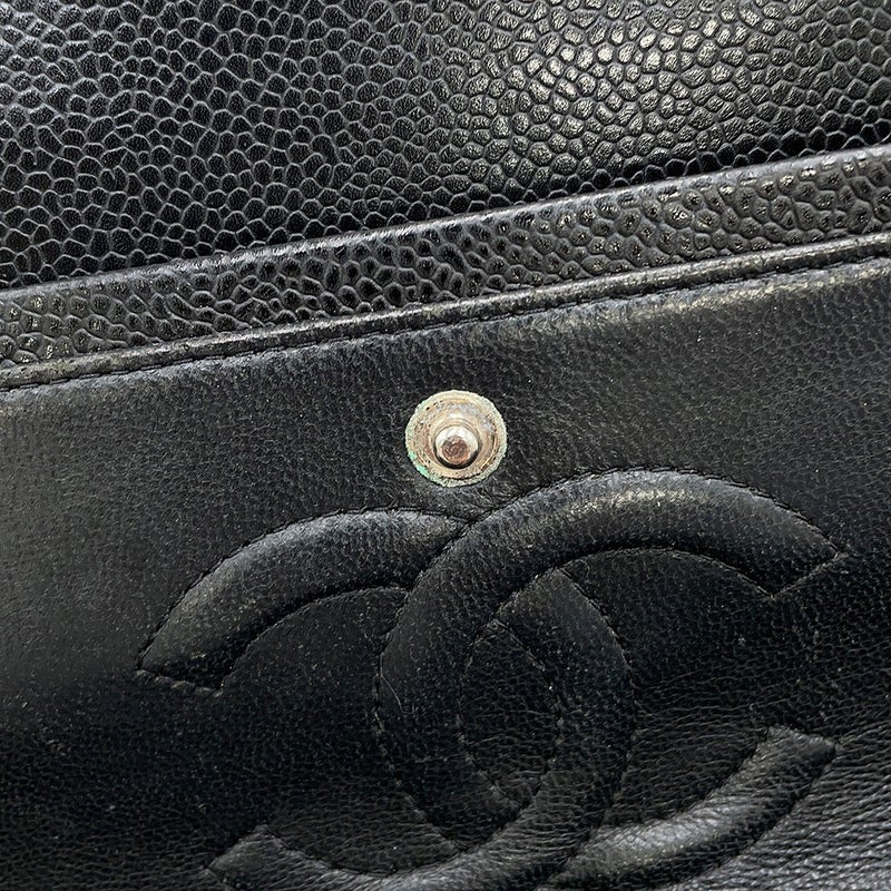 シャネル チェーンショルダーバッグ マトラッセ25 ココマーク ダブルチェーン キャビアスキン A01112 CHANEL 黒