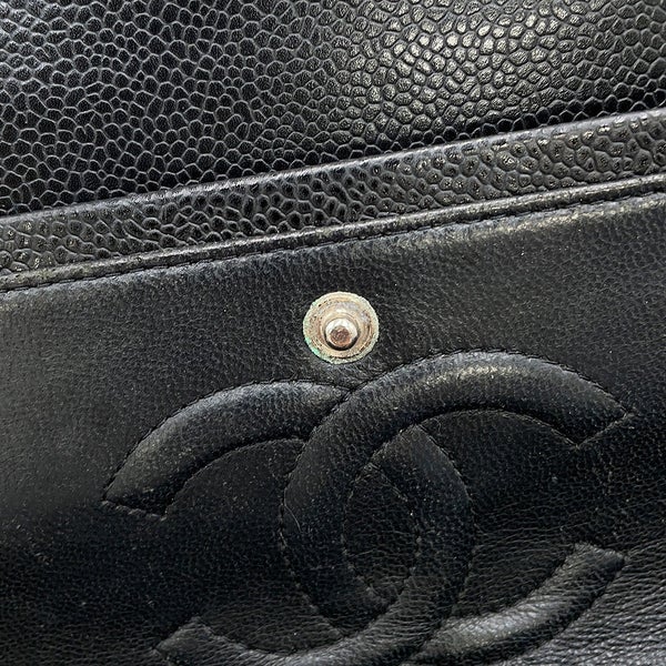 シャネル チェーンショルダーバッグ マトラッセ25 ココマーク ダブルチェーン キャビアスキン A01112 CHANEL 黒