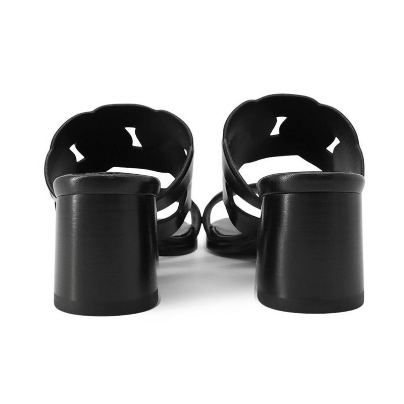 エルメス サンダル ギャビー レザー レディースサイズ37 HERMES 靴 ヒール 黒